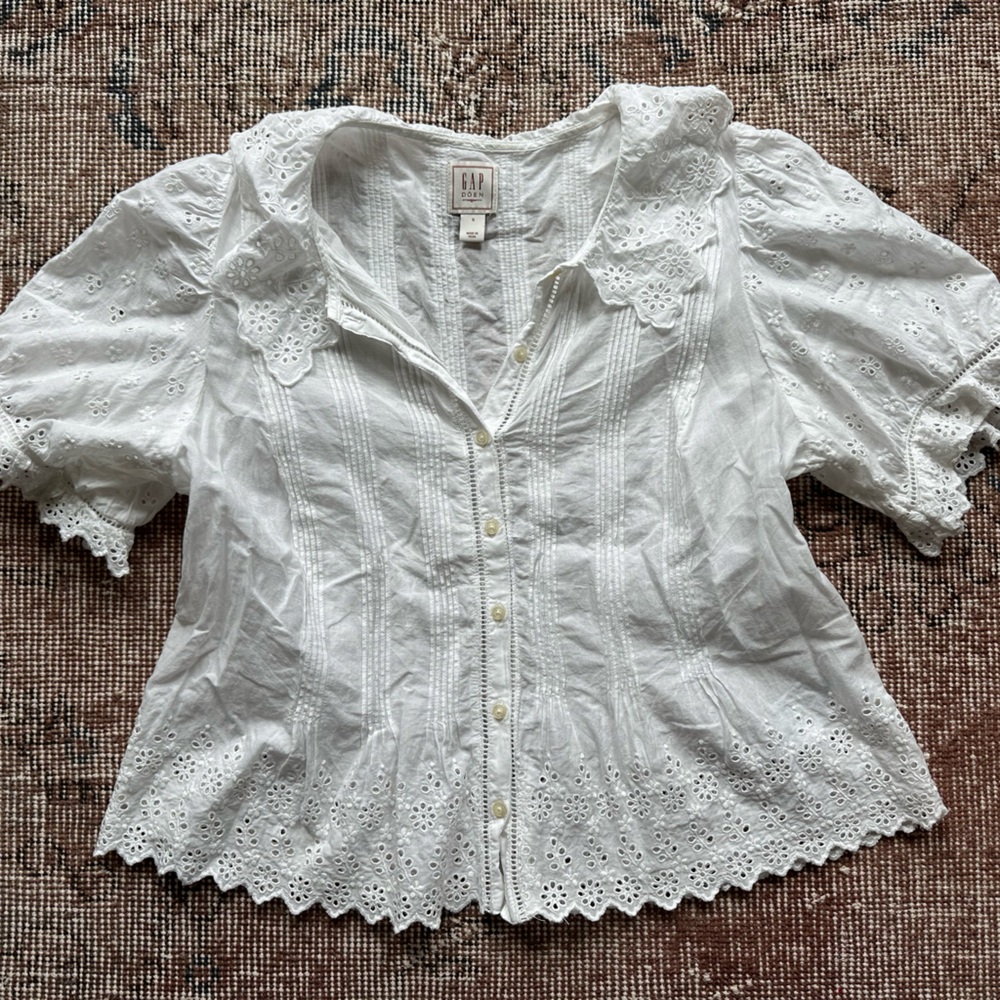 Doen x GAP White Eyelet Blouse sz S - Picture 3 of 6
